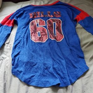 3/4 sleeve pink brand bills football tee
